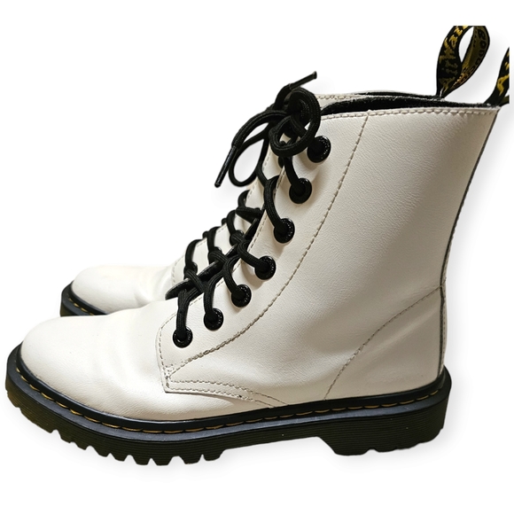 Dr. Martens Luana White Leather Ankle Boots - Picture 4 of 15